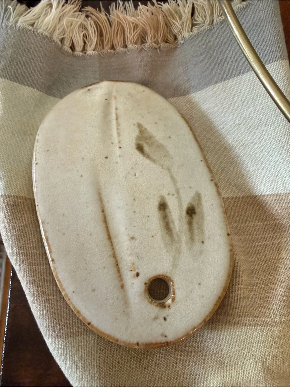 Rustic White Ceramic Decorative Bowl Basket with ceramic “weight”